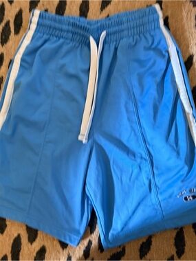 Athletech Blue Men’s Athletic Shorts with White Stripes & Pockets
